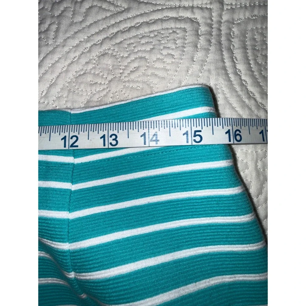Talbots A-Line‎ Skirt Womens 8P Teal White Striped Pockets Back Zip cottagecore